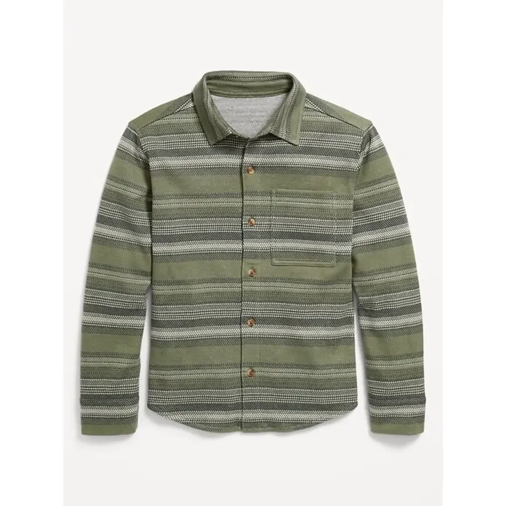 Old Navy Boys' Green Striped Jacquard Knit Shirt Top